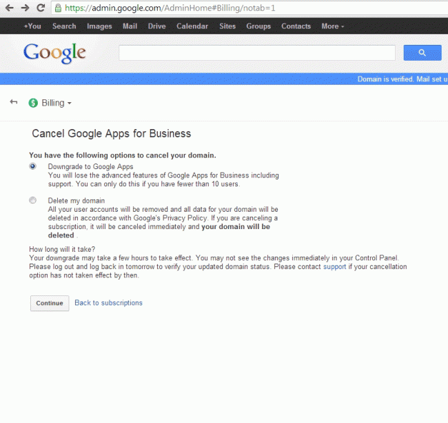 downgrade google apps to free version